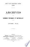 Télécharger le livre libro Archives Des Sciences Physiques Et Naturelles